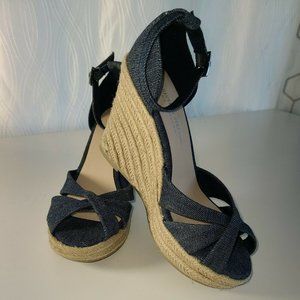 Christian Siriano for Payless Womens Size 6.5 Denim Espadrille Slingback Wedges